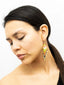 Boucles d'oreilles artisanales Vert, Rose & Or - Bijoux Artisanaux - Taille S - Porté profil