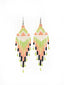 Boucles d'oreilles artisanales Vert, Rose & Or - Bijoux Artisanaux - Taille S - Zoom Face