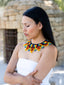 Collier Artisanal fait main - Perles de verre - Multicolore - Taille L - Porté PROFIL