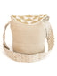 Mochilas Wayuu Beige et blanc avec rabat strass Zoom produit dos