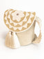 Mochilas Wayuu Beige et blanc avec rabat strass - Zoom produit 3/4