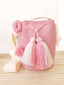 Sac Wayuu Rose et blanc avec fleur tressée