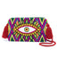 Pochette Clutch Wayuu Brodée Motif Oeil Rouge Jaune et Vert Pochettes Brodées Soleico Fait main motif Evil Eye. Artisanat Ethnique Responsable. Modèle similaire Enayim design Sac Colombien