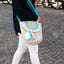 Sac Colombie - Mochilas Beige et Turquoise à rabat. Porté rue