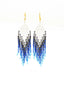Boucles d'oreilles artisanales Blanc, Bleu & Noir. Tradition Colombie. Zoom Face