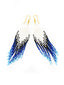 Boucles d'oreilles artisanales Blanc, Bleu & Noir. Tradition Colombie. Zoom haut