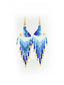 Boucles d'oreilles artisanales Bleu, Blanc & Or. Bijoux artisanaux. Zoom Face