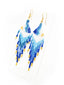Boucles d'oreilles artisanales Bleu, Blanc & Or. Bijoux artisanaux. Zoom 3/4