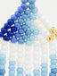 Boucles d'oreilles artisanales Bleu, Blanc & Or. Bijoux artisanaux. Zoom Perles