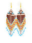 Boucles d'oreilles artisanales Marron, Orange & Blanc Taille M. Tradition Colombie. Zoom Face