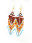 Boucles d'oreilles artisanales Marron, Orange & Blanc Taille M. Tradition Colombie. Zoom 3/4