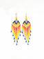 Boucles d'oreilles Artisanales Rouge, Orange & Or.  Perles Embera. Zoom Face