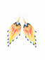 Boucles d'oreilles Artisanales Rouge, Orange & Or.  Perles Embera. Zoom 2l