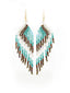 Boucles d'oreilles artisanales Turquoise, Café & Argent. Bijoux artisanaux. Zoom Face