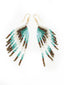 Boucles d'oreilles artisanales Turquoise, Café & Argent. Bijoux artisanaux. Zoom à plat