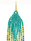  Boucles d'Oreilles artisanales Vert Emeraude, Bleu & Or. Tradition Colombie. Zoom Détail perles verre