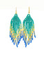 Boucles d'Oreilles Artisanales Vert Emerause Bleu & Or - Taille S