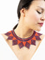 Collier artisanal Bleu et Rouge TAille XL FAit main Embera Zoom Porté
