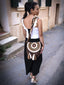 Mochilas Wayuu Marron avec rabat à Strass - Taille L