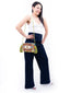Pochette Clutch Brodée Motif Oeil Orange Jaune & Bleu