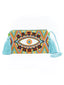 Pochette Clutch Brodée Motif Oeil Wayuu Orange Rouge et Bleu de face