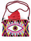 Pochette Clutch Brodée Motif Oeil Wayuu - Rose Vert & Bleu Zoom produit