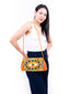 Pochette Clutch Motif oeil Brodée Wayuu Orange & Bleu