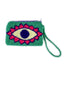 Pochette Brodée - Monedero - Oeil - Vert Violet Rose - S