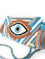 Pochette Brodée Bleu & Orange - Pochette Clutch Bohème chic - Zoom 3/4