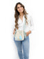 Mochilas Wayuu Beige & Turquoise. Porté face 2