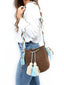 Soleico Petit Mochilas Wayuu Chocolat et Turquoise bohème chic issu d'Artisan du monde Zoom Profil