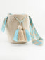 Mochilas Wayuu Beige & Turquoise - Taille M
