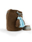 Soleico Petit Mochilas Wayuu Chocolat et Turquoise boheme chic issu d'Artisan du monde Zoom 3/4