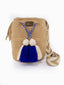 Petit Sac Mochilas Wayuu Marron Camel & Bleu Roy - Zoom face