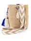 Petit Sac Mochilas Wayuu Marron Camel & Bleu Roy - Zoom Profil