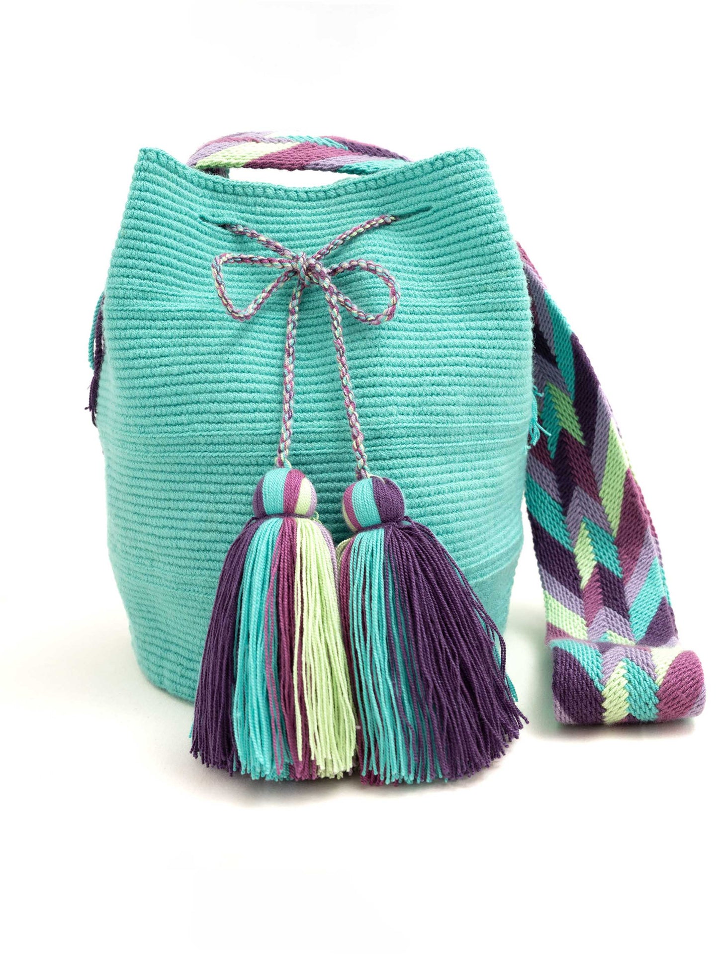 Sac Colombien, Mochilas wayuu Vert d'Eau & Mauve Artisan du monde