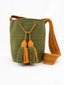 Petit Sac Mochila Wayuu Vert Militaire & Orange
