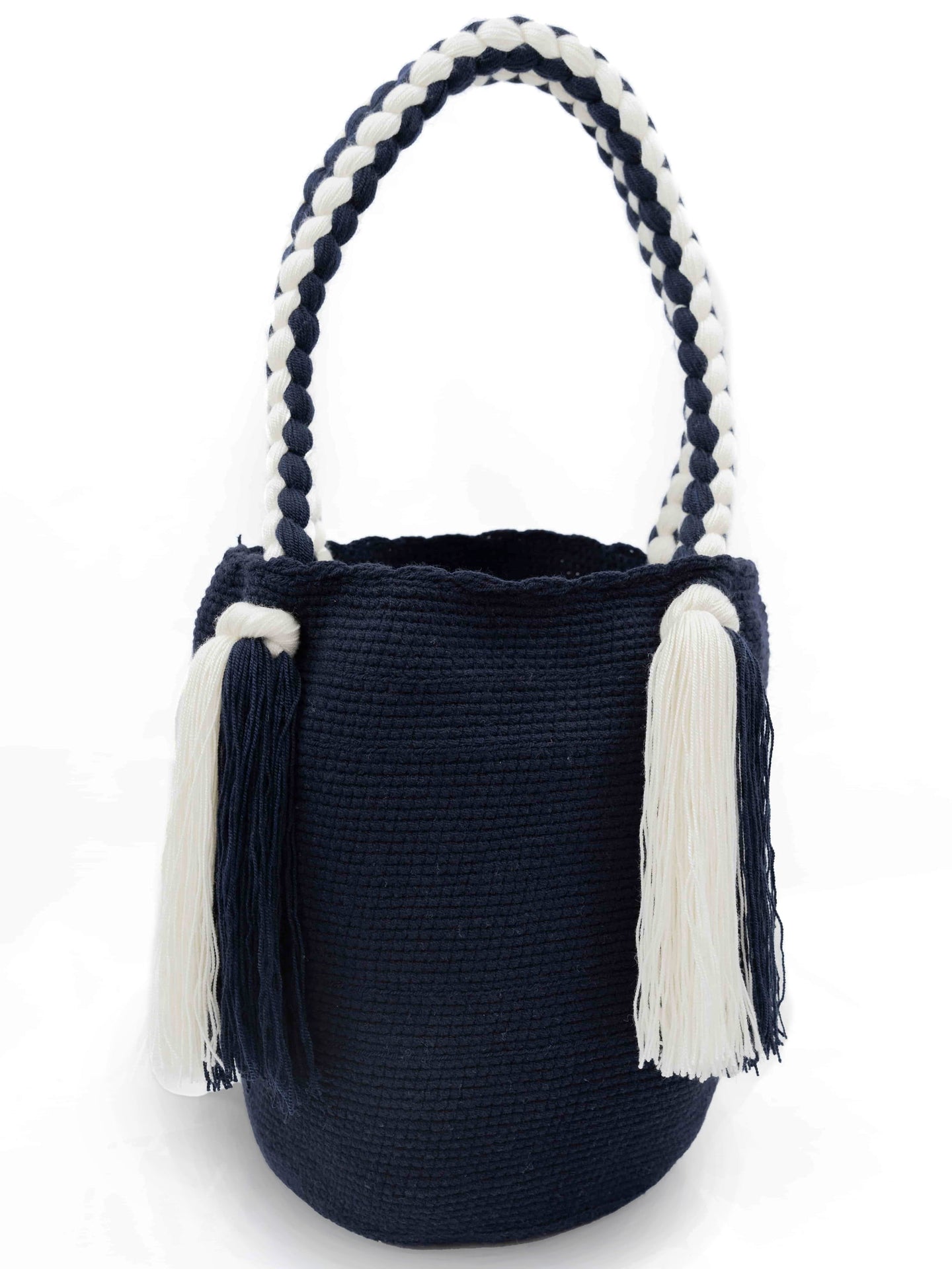 Wayuu Mochila Wayuu tresse Bleu Blanc Artisan du monde