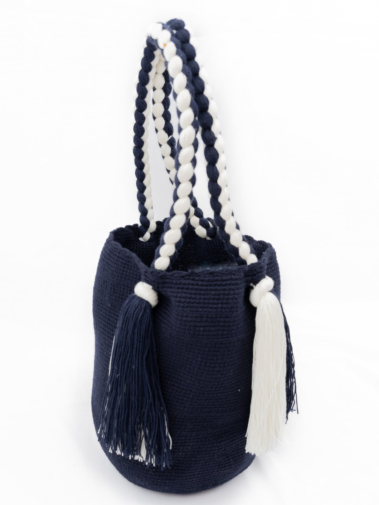 Wayuu Mochila Wayuu tresse Bleu Blanc Artisan du monde
