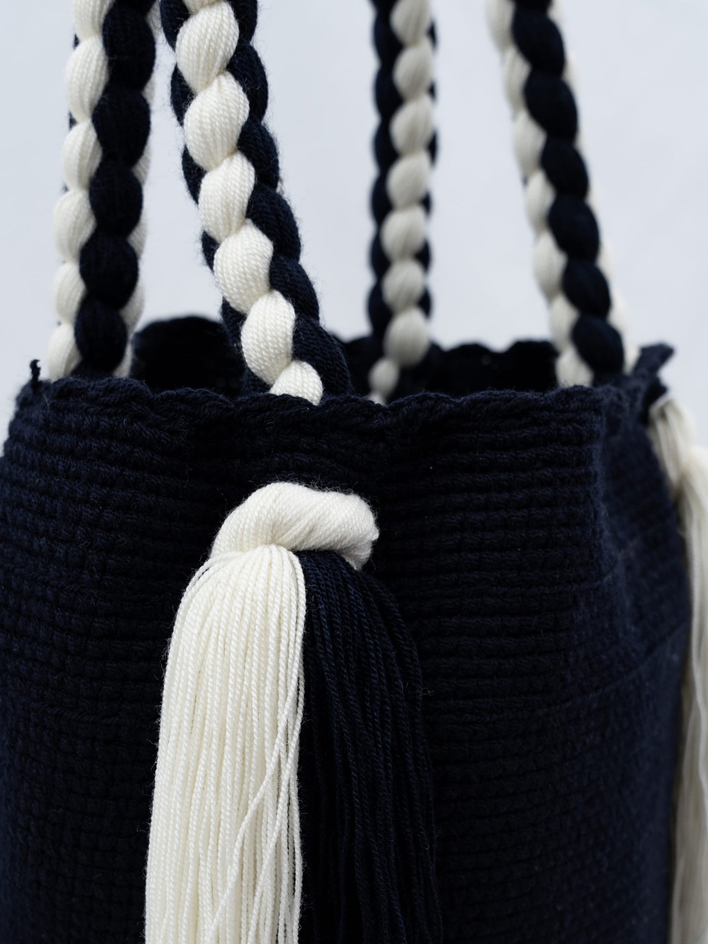 Wayuu Mochila Wayuu tresse Bleu Blanc Artisan du monde