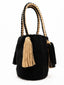 Sac Wayuu "Rapunzel" Noir et Marron avec Anses tressées