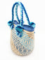 Cabas Wayuu en paille tressée Beige et Bleu- Cabas paille | Sac Wayuu | Sac à main Bohème Chic