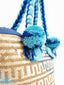 Cabas Wayuu en paille tressée Beige et Bleu- Cabas paille | Sac Wayuu | Sac à main Bohème Chic