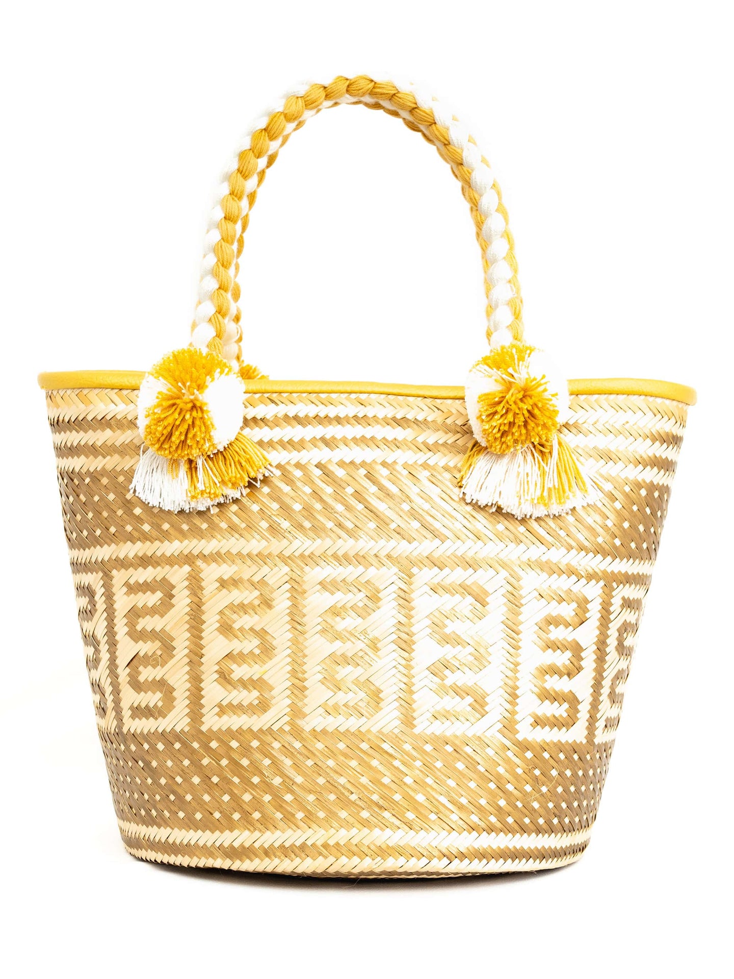 Cabas Wayuu en paille tressée Beige et Doré- Cabas paille | Sac Wayuu | Sac à main Bohème Chic