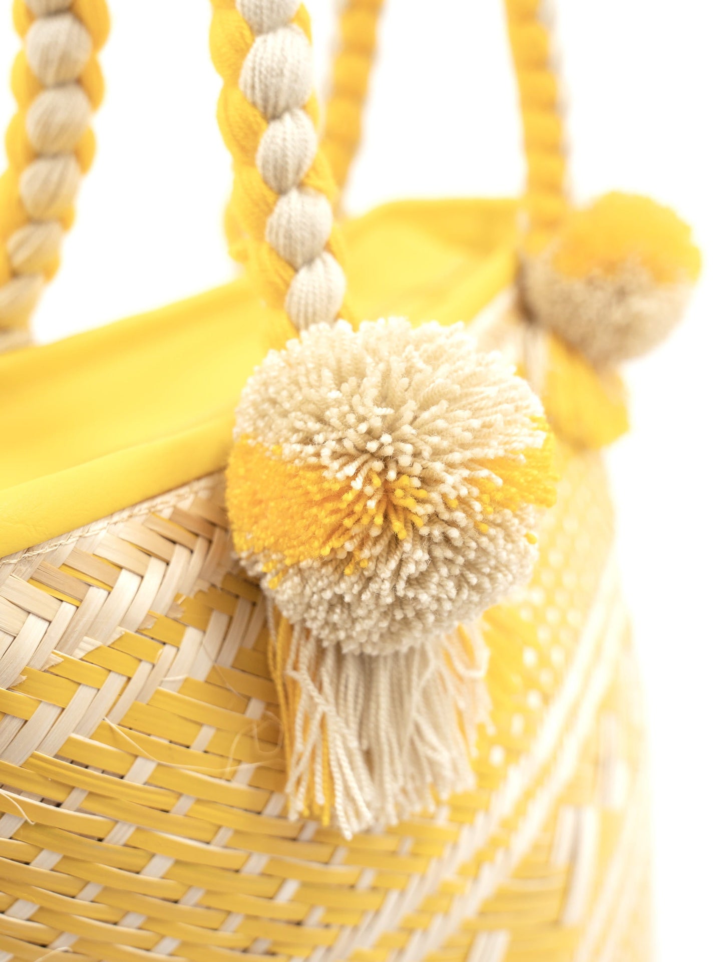 Cabas Wayuu en paille tressée Beige et Jaune- Cabas paille | Sac Wayuu | Sac à main Bohème Chic