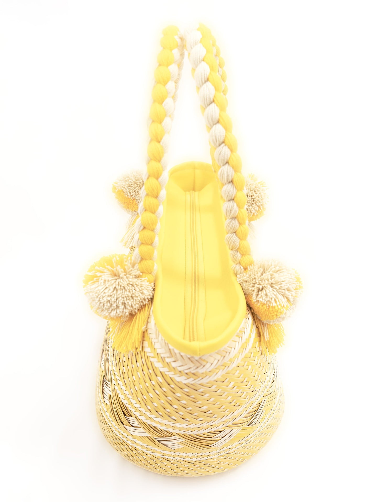 Cabas Wayuu en paille tressée Beige et Jaune- Cabas paille | Sac Wayuu | Sac à main Bohème Chic