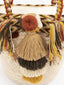 Cabas Wayuu en paille tressée Marron et Ocre à motifs & pompons- Cabas paille | Sac Wayuu | Sac à main Bohème Chic