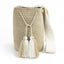 Sac Mochila Iconique Beige et Blanc, Bandoulière tissée